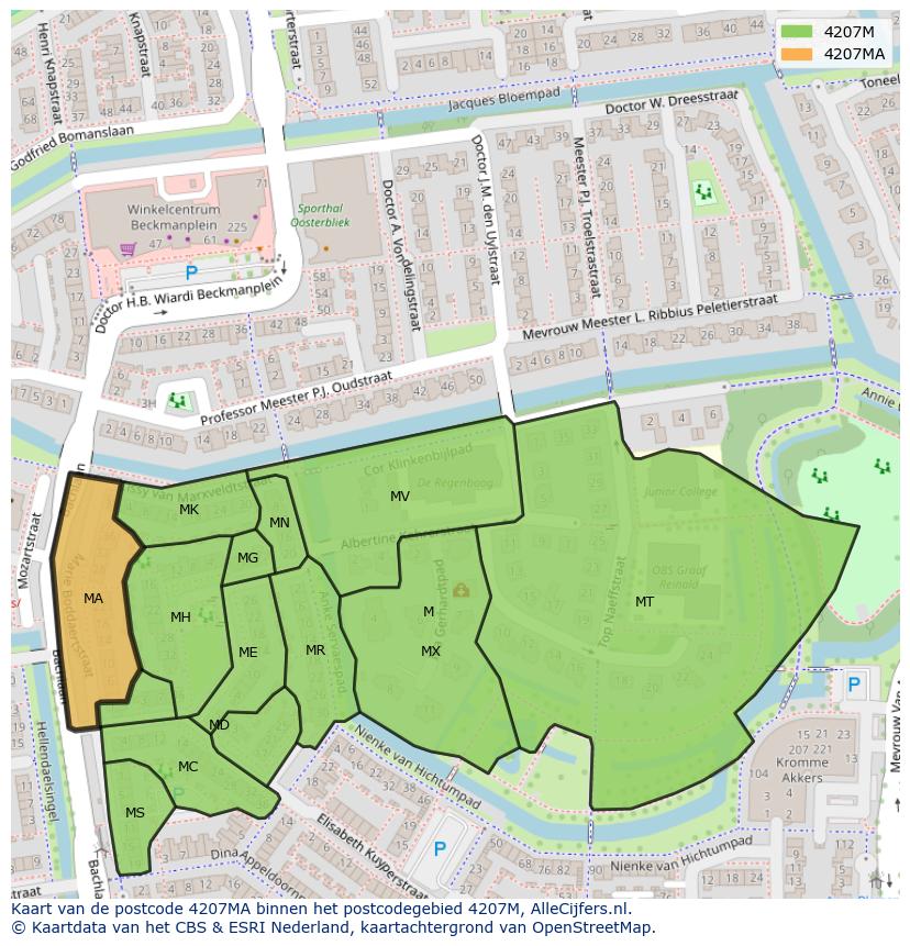 Afbeelding van het postcodegebied 4207 MA op de kaart.