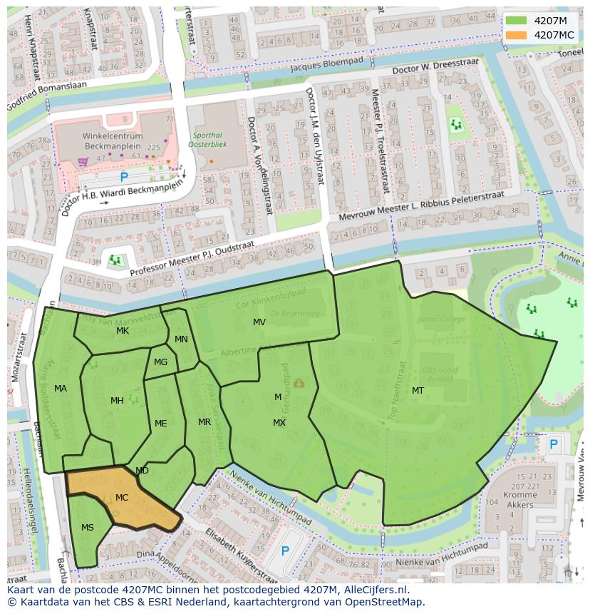 Afbeelding van het postcodegebied 4207 MC op de kaart.