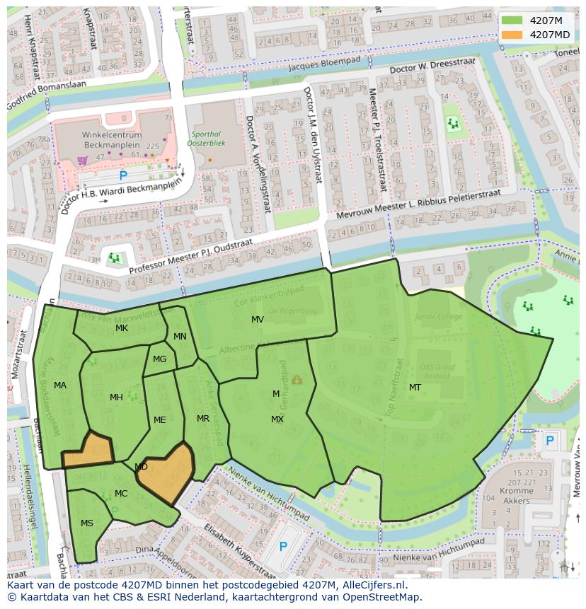 Afbeelding van het postcodegebied 4207 MD op de kaart.