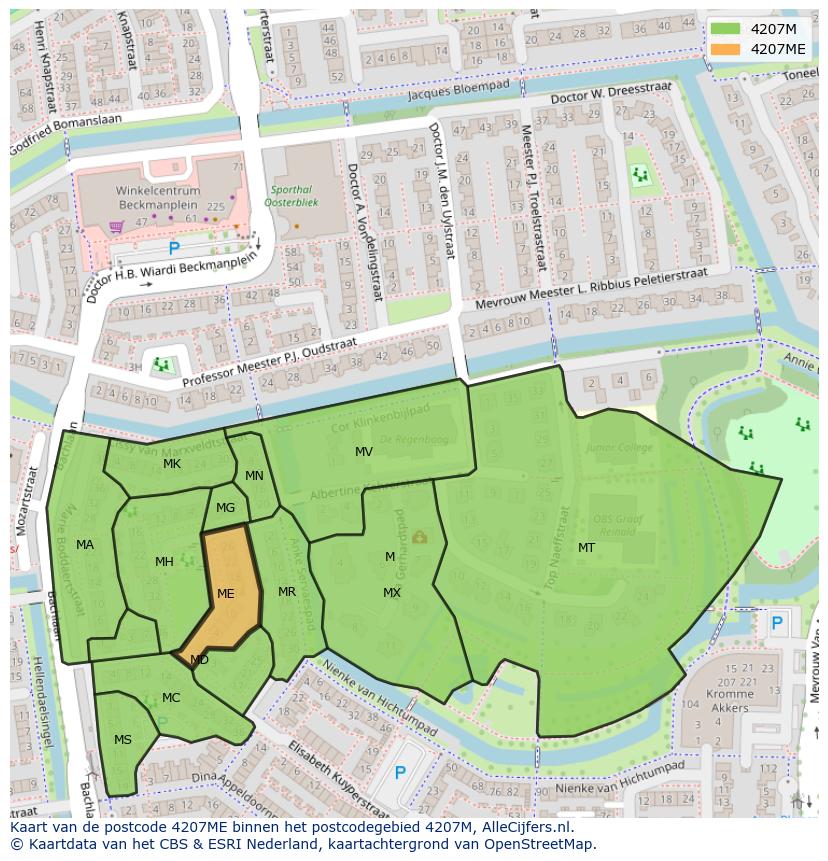 Afbeelding van het postcodegebied 4207 ME op de kaart.