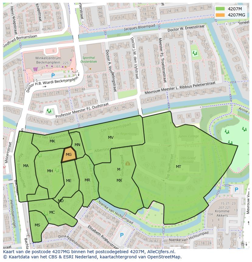 Afbeelding van het postcodegebied 4207 MG op de kaart.