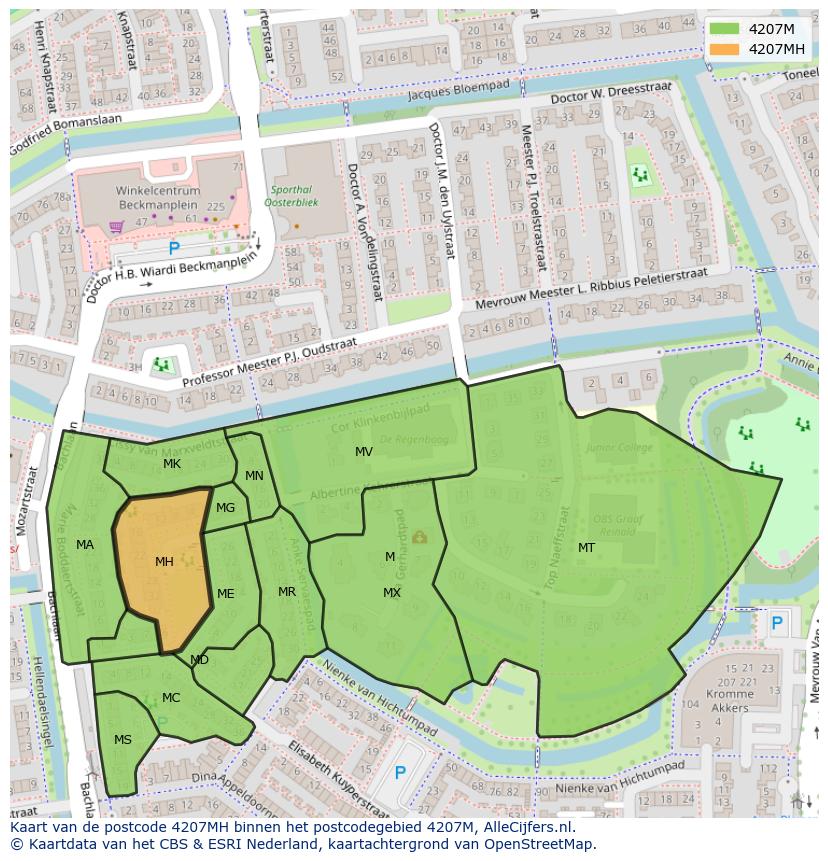 Afbeelding van het postcodegebied 4207 MH op de kaart.