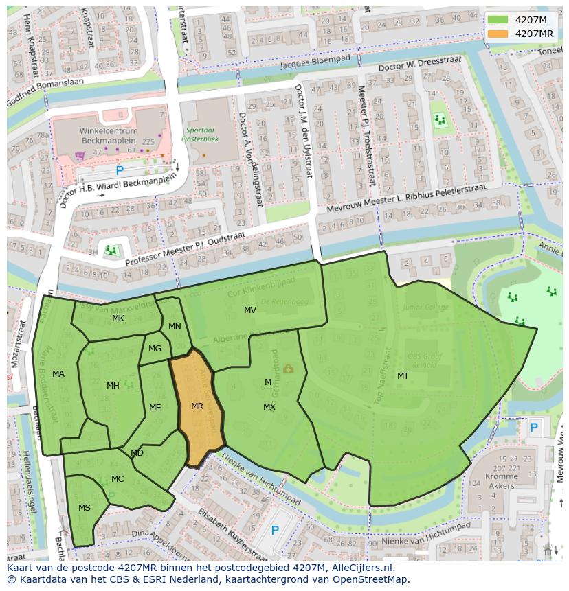 Afbeelding van het postcodegebied 4207 MR op de kaart.