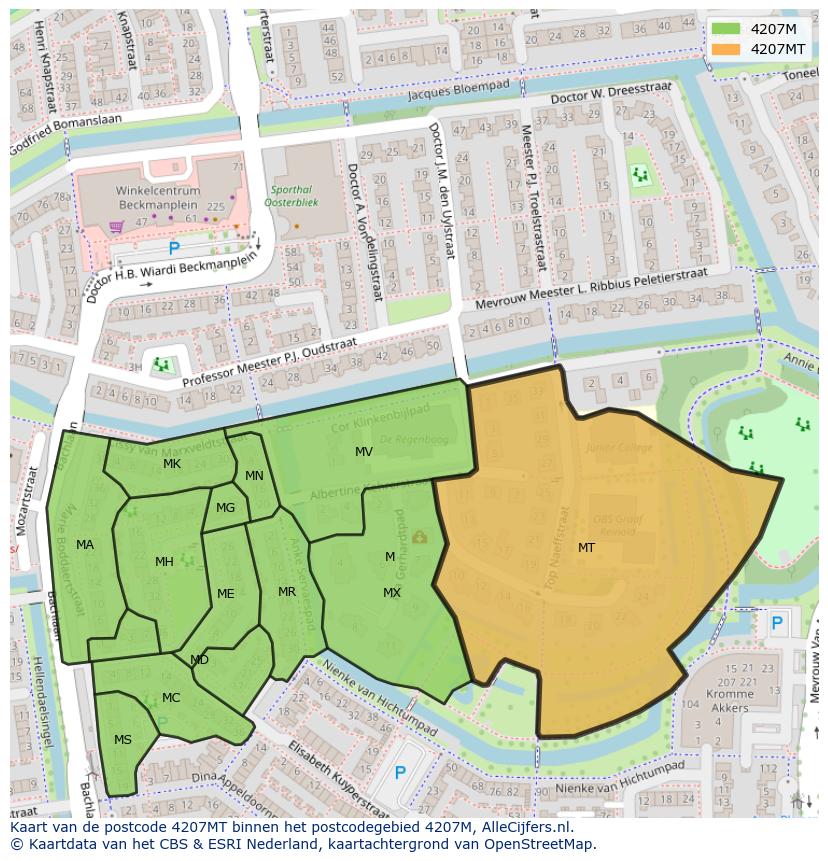 Afbeelding van het postcodegebied 4207 MT op de kaart.