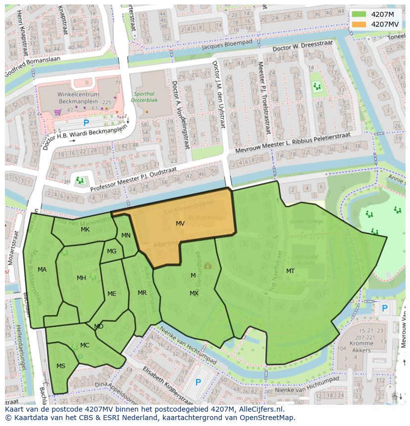 Afbeelding van het postcodegebied 4207 MV op de kaart.