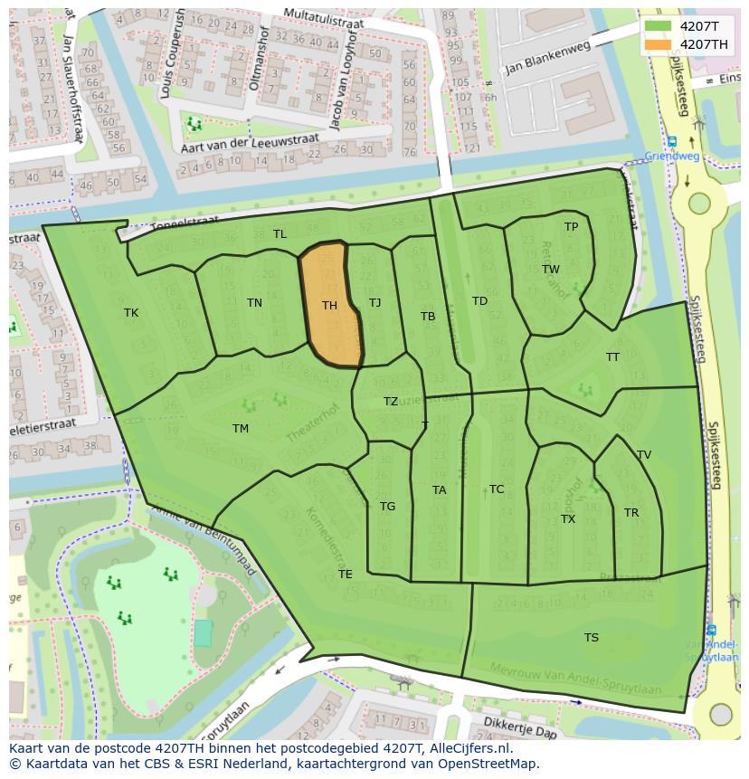 Afbeelding van het postcodegebied 4207 TH op de kaart.