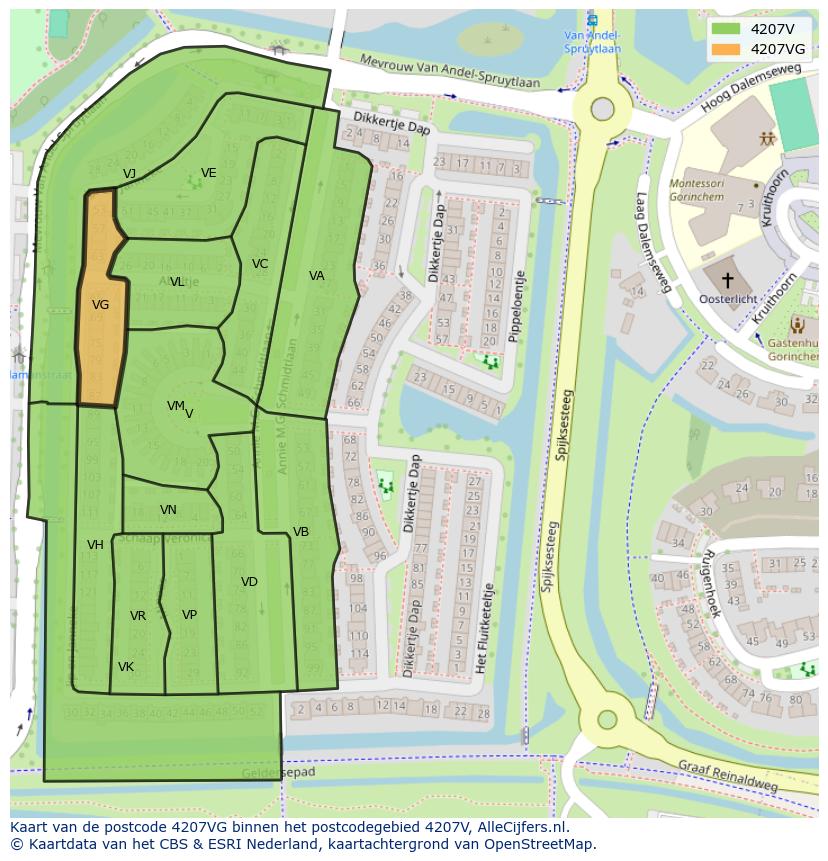 Afbeelding van het postcodegebied 4207 VG op de kaart.