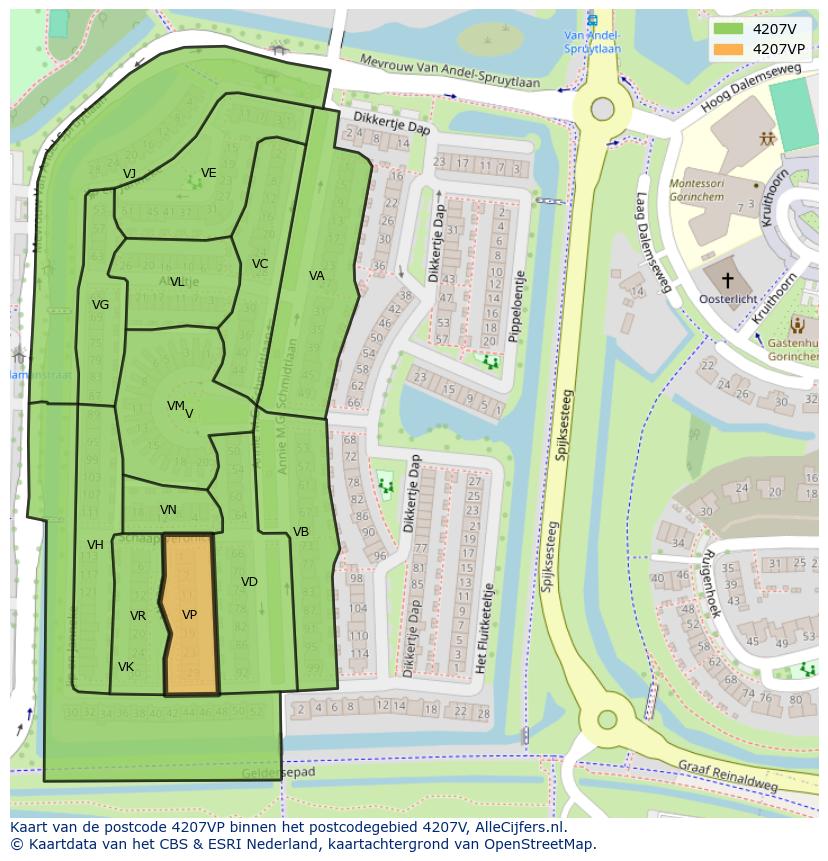 Afbeelding van het postcodegebied 4207 VP op de kaart.