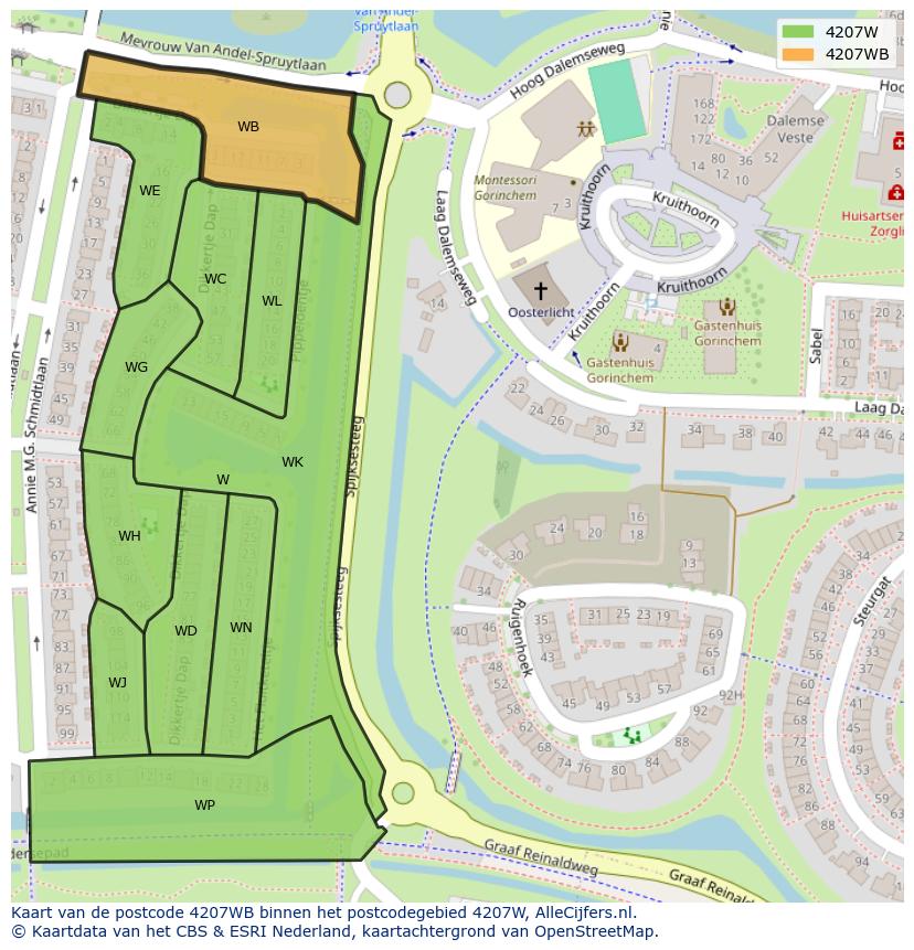 Afbeelding van het postcodegebied 4207 WB op de kaart.