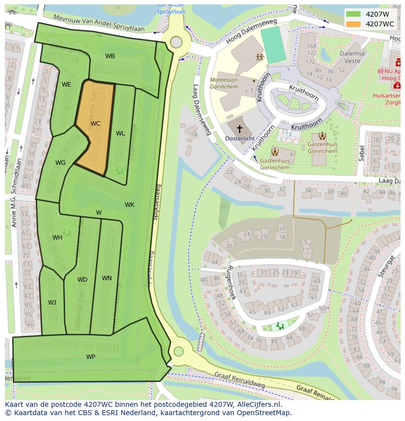 Afbeelding van het postcodegebied 4207 WC op de kaart.