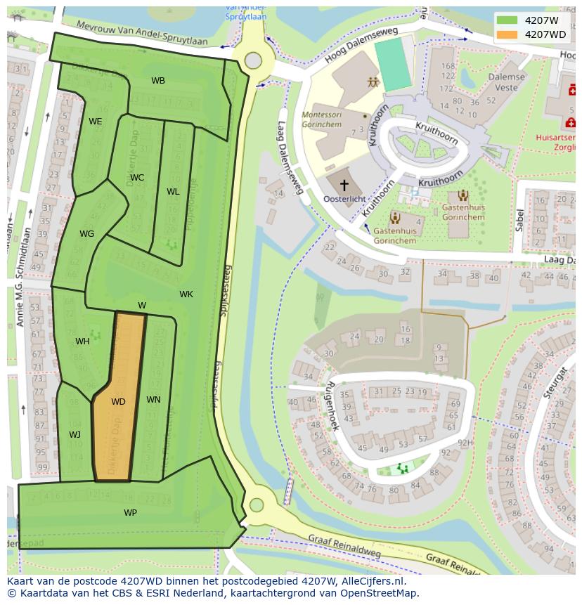 Afbeelding van het postcodegebied 4207 WD op de kaart.