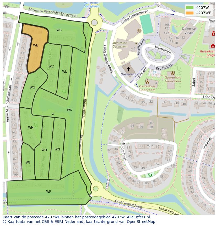 Afbeelding van het postcodegebied 4207 WE op de kaart.
