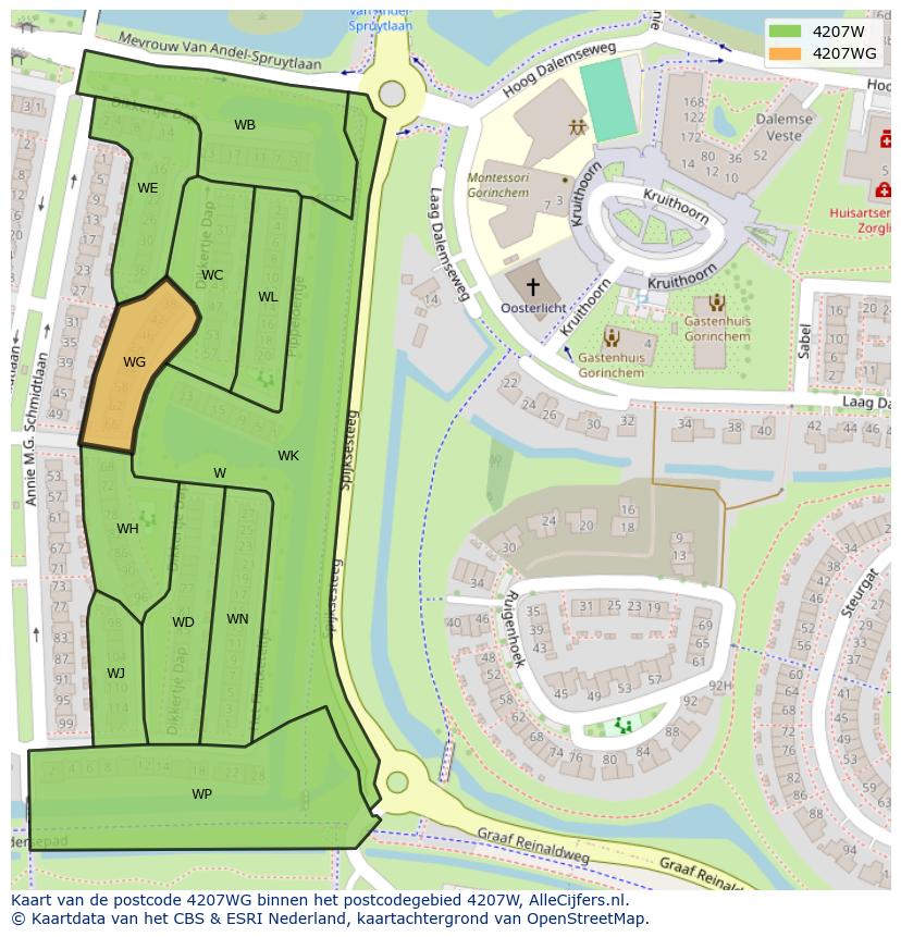 Afbeelding van het postcodegebied 4207 WG op de kaart.