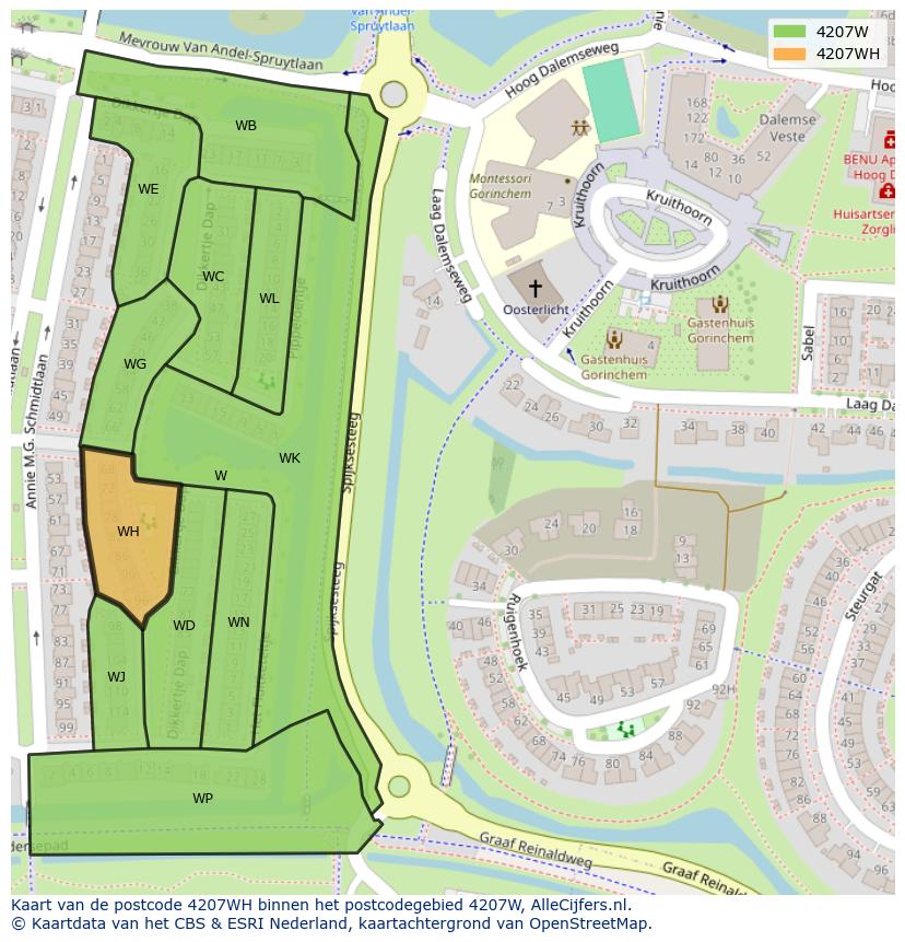 Afbeelding van het postcodegebied 4207 WH op de kaart.
