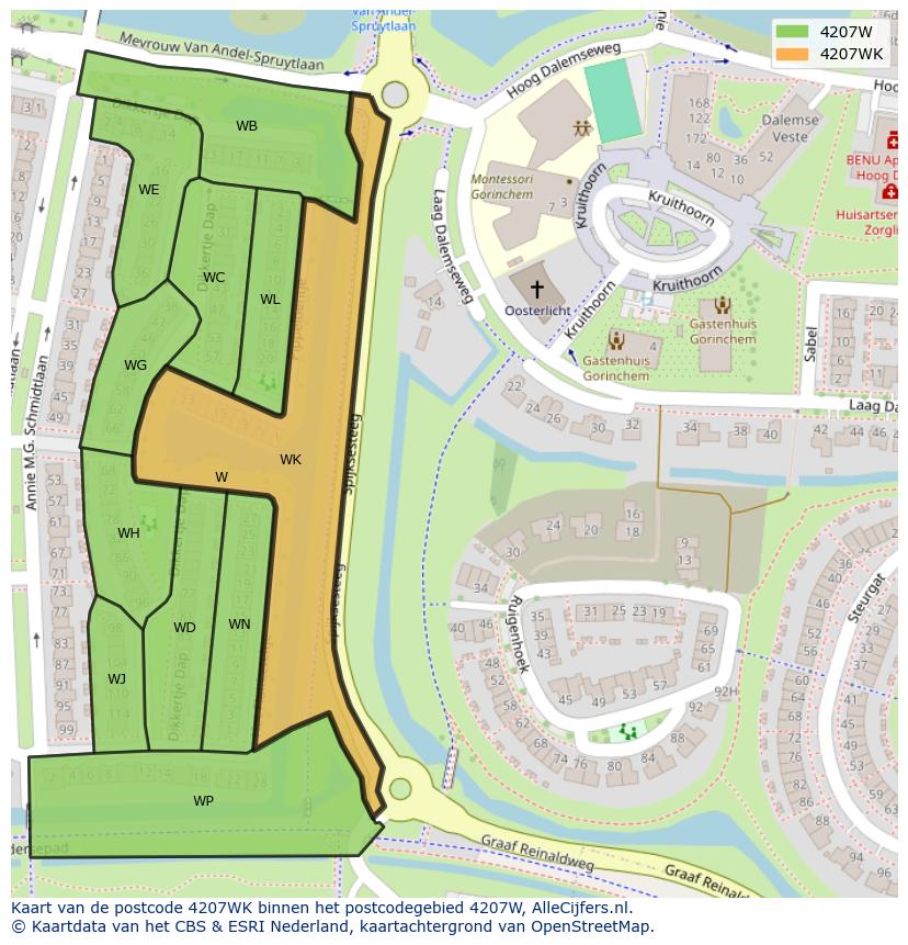 Afbeelding van het postcodegebied 4207 WK op de kaart.