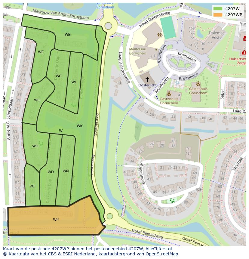 Afbeelding van het postcodegebied 4207 WP op de kaart.