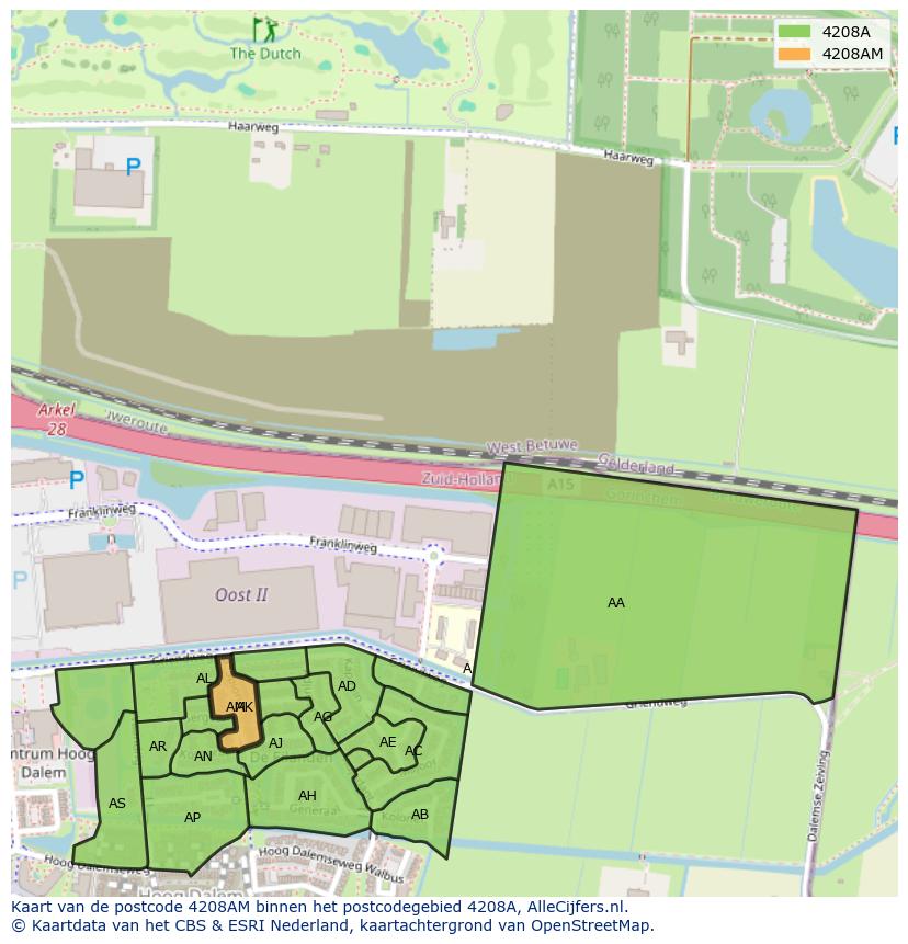 Afbeelding van het postcodegebied 4208 AM op de kaart.