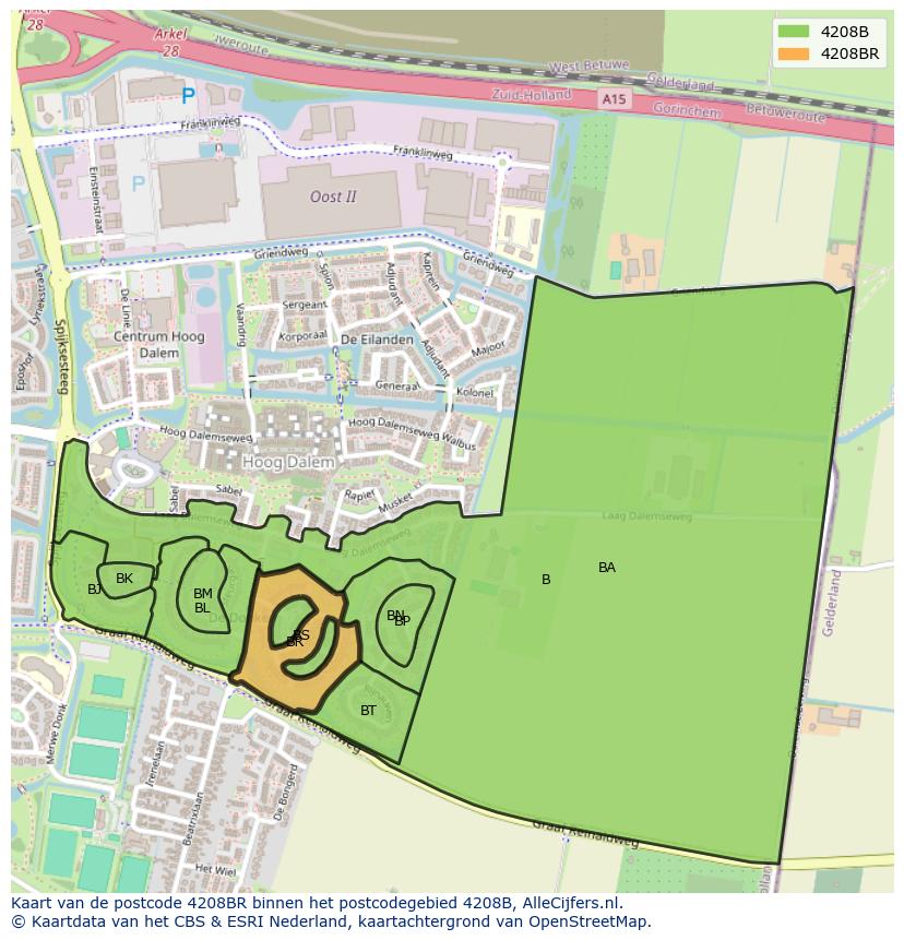 Afbeelding van het postcodegebied 4208 BR op de kaart.