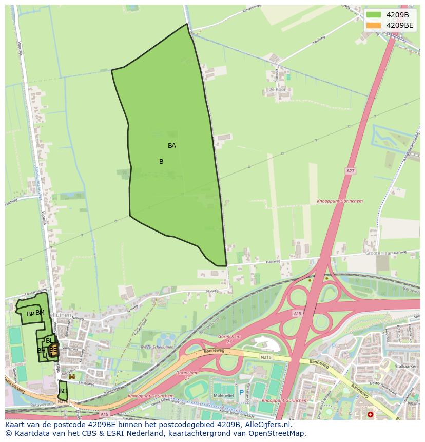 Afbeelding van het postcodegebied 4209 BE op de kaart.