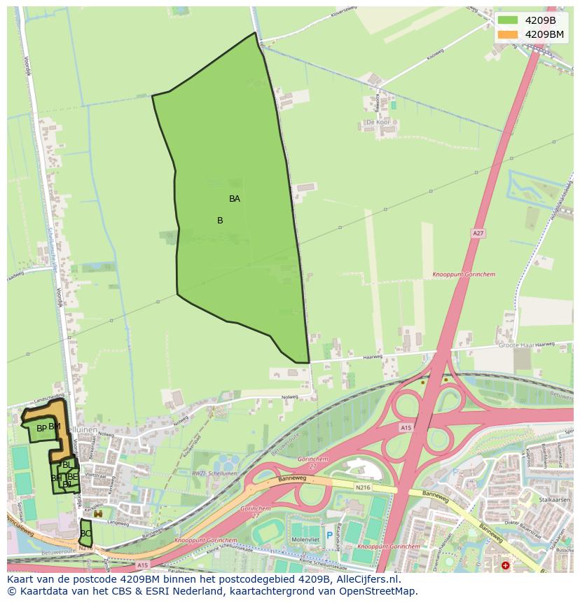 Afbeelding van het postcodegebied 4209 BM op de kaart.
