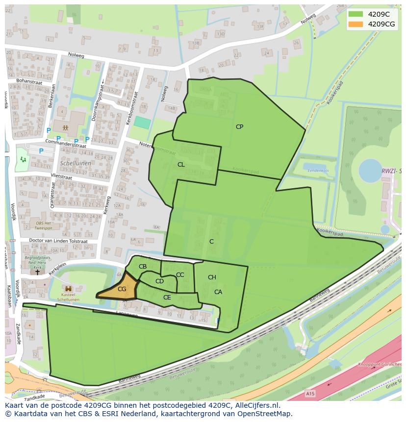 Afbeelding van het postcodegebied 4209 CG op de kaart.