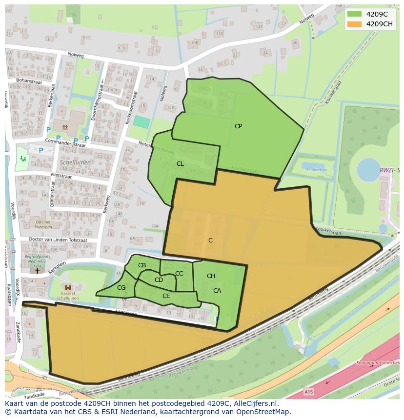 Afbeelding van het postcodegebied 4209 CH op de kaart.