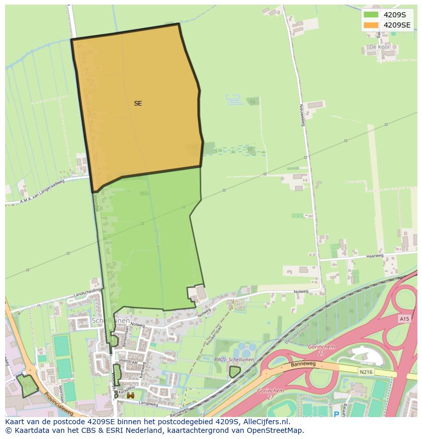 Afbeelding van het postcodegebied 4209 SE op de kaart.