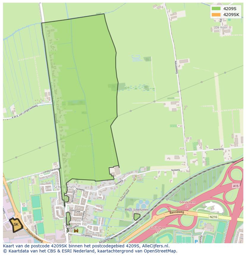Afbeelding van het postcodegebied 4209 SK op de kaart.
