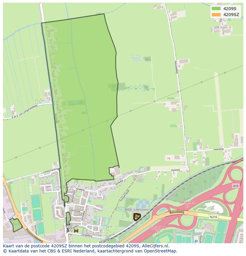 Afbeelding van het postcodegebied 4209 SZ op de kaart.