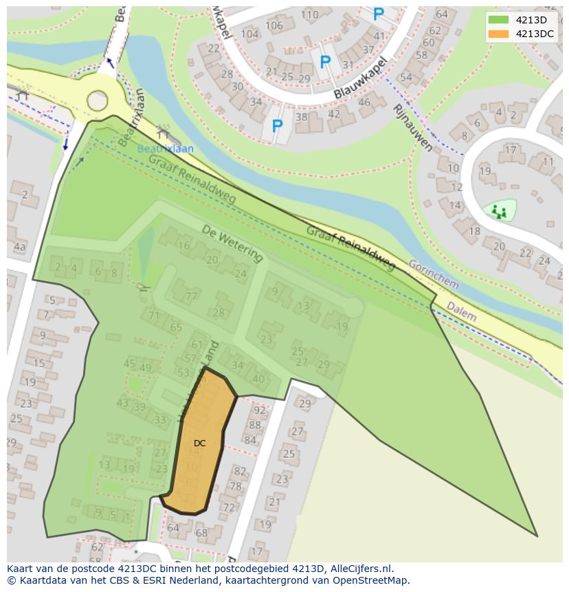 Afbeelding van het postcodegebied 4213 DC op de kaart.