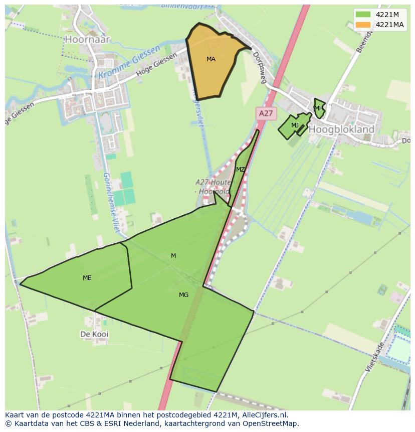 Afbeelding van het postcodegebied 4221 MA op de kaart.