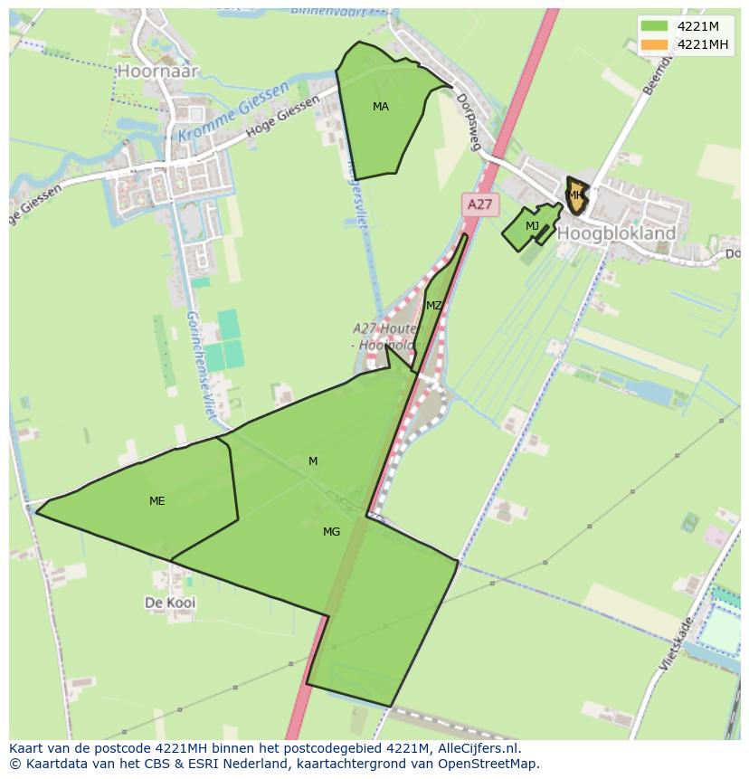 Afbeelding van het postcodegebied 4221 MH op de kaart.