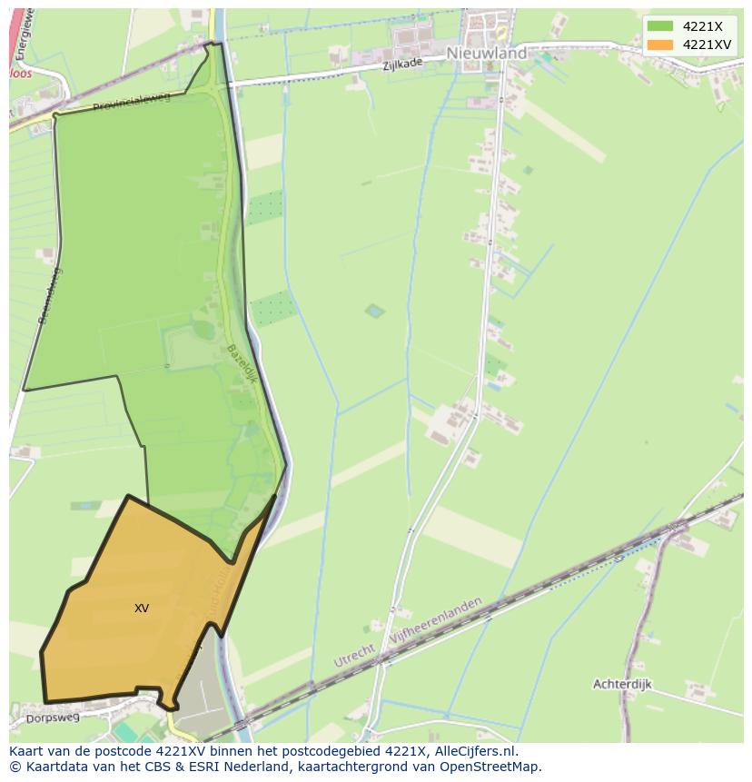 Afbeelding van het postcodegebied 4221 XV op de kaart.