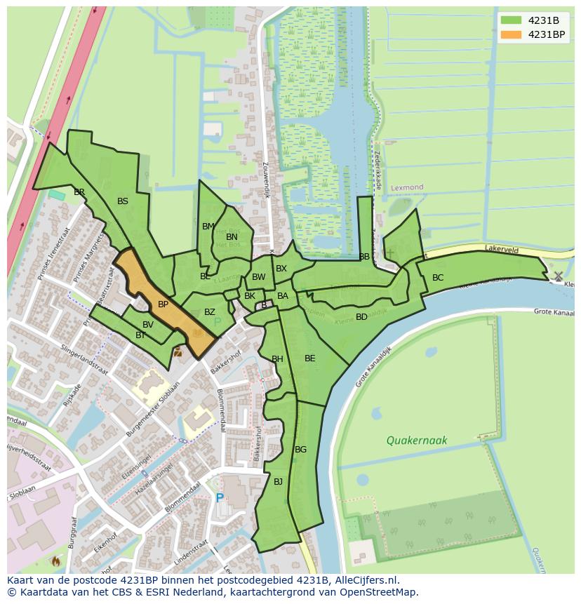 Afbeelding van het postcodegebied 4231 BP op de kaart.
