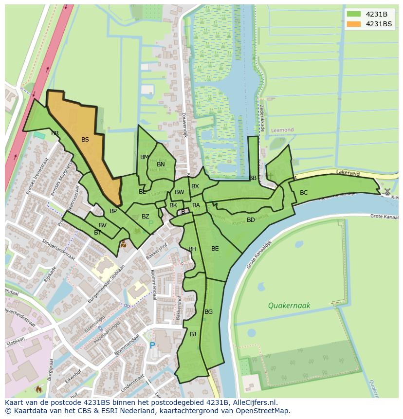 Afbeelding van het postcodegebied 4231 BS op de kaart.
