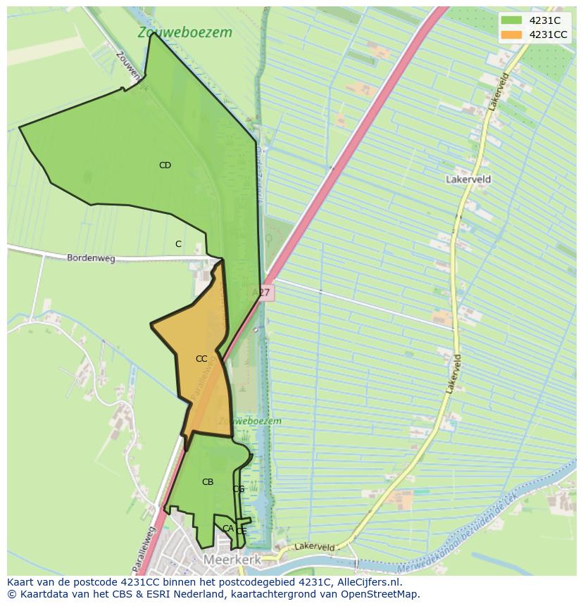 Afbeelding van het postcodegebied 4231 CC op de kaart.