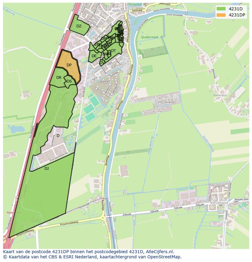 Afbeelding van het postcodegebied 4231 DP op de kaart.