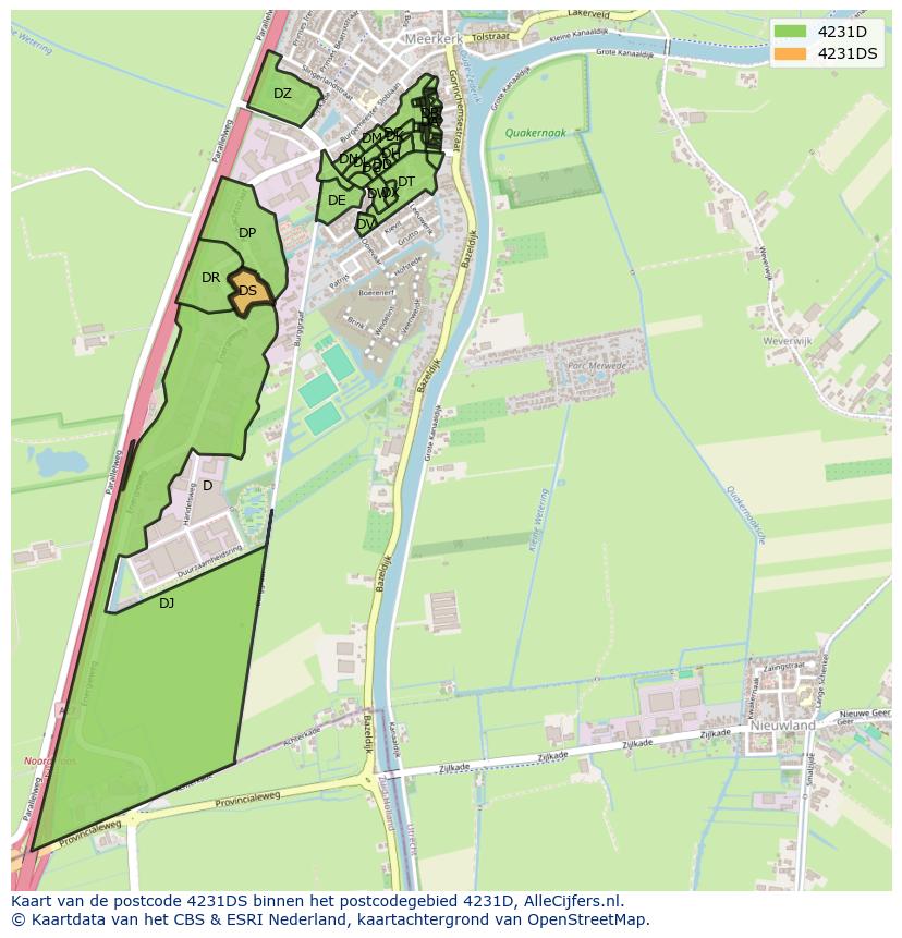 Afbeelding van het postcodegebied 4231 DS op de kaart.