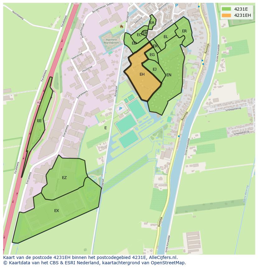 Afbeelding van het postcodegebied 4231 EH op de kaart.