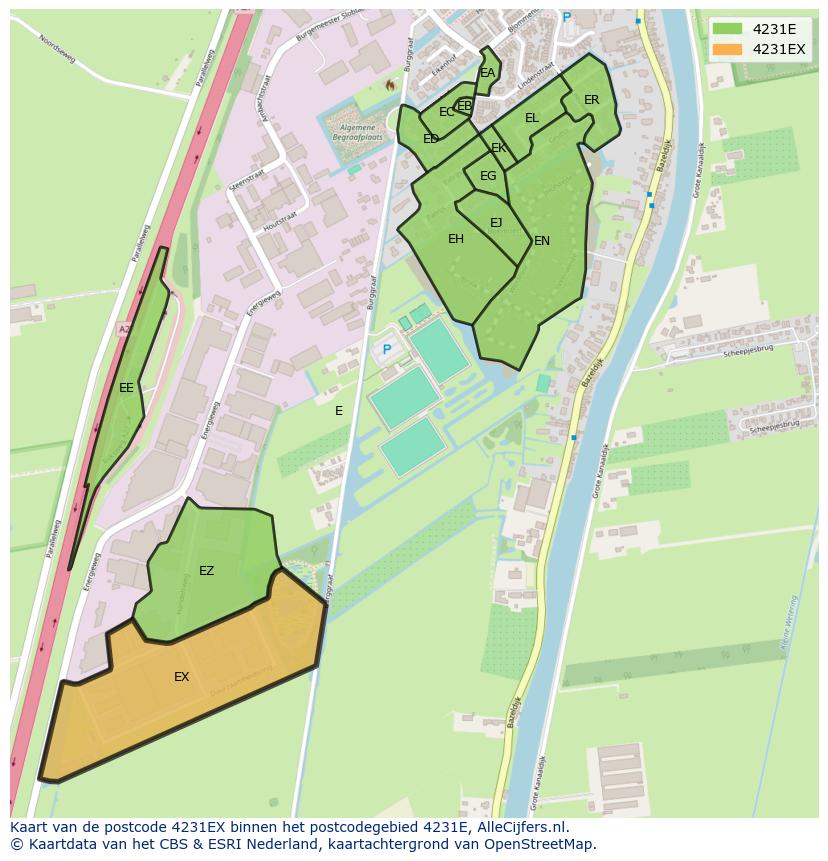 Afbeelding van het postcodegebied 4231 EX op de kaart.