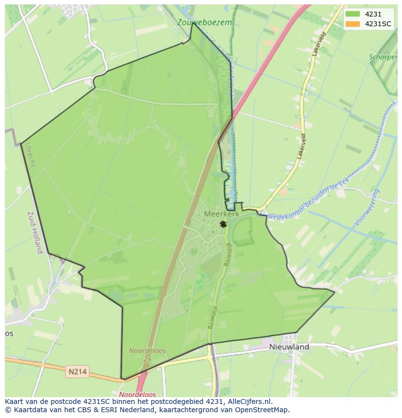 Afbeelding van het postcodegebied 4231 SC op de kaart.