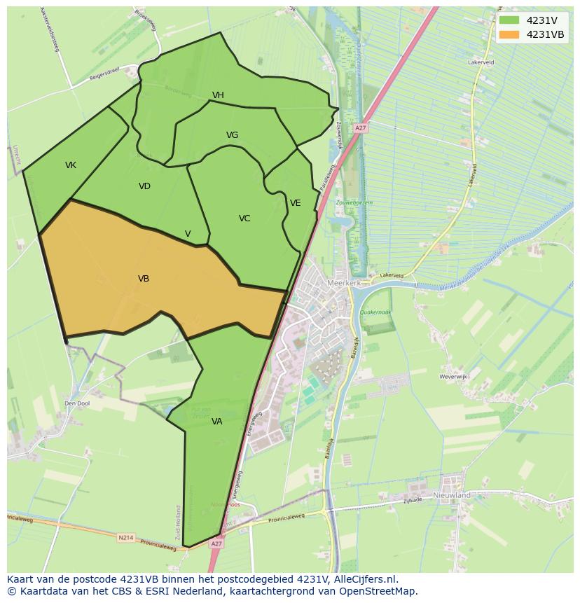 Afbeelding van het postcodegebied 4231 VB op de kaart.