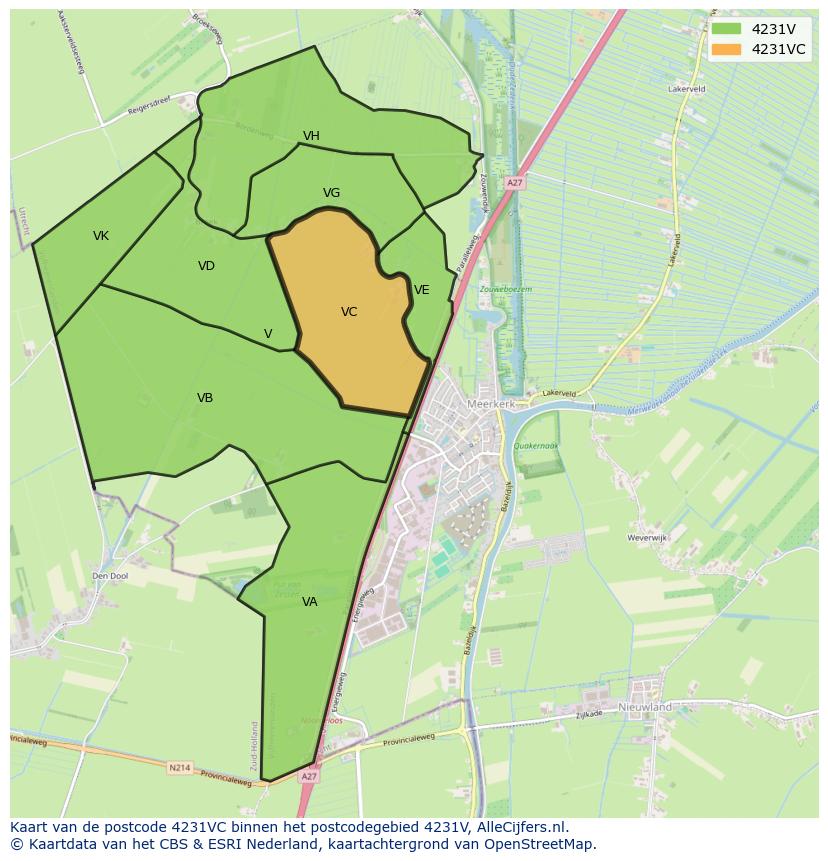 Afbeelding van het postcodegebied 4231 VC op de kaart.