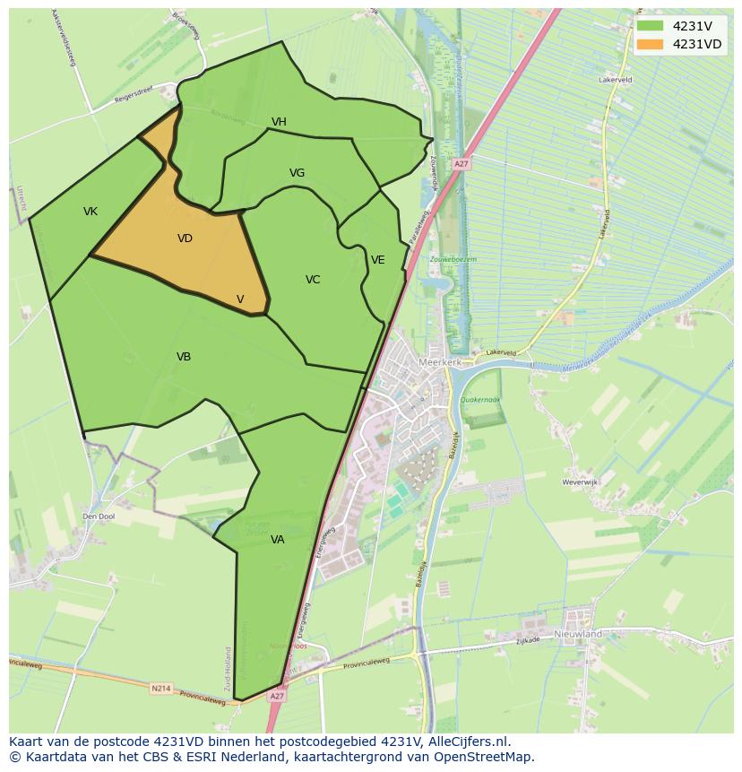 Afbeelding van het postcodegebied 4231 VD op de kaart.