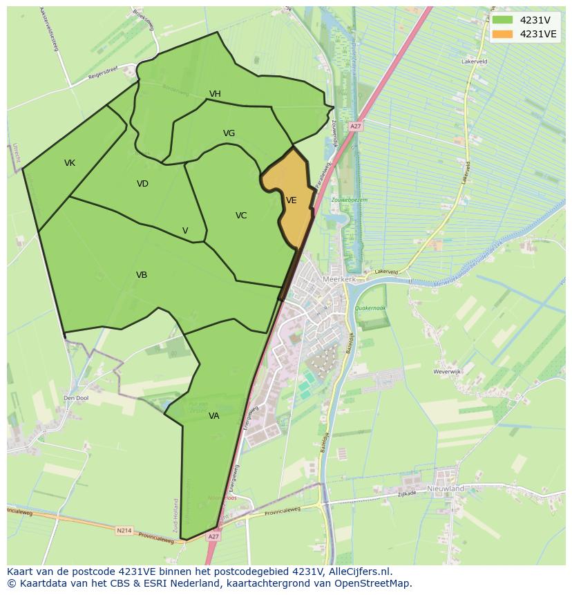 Afbeelding van het postcodegebied 4231 VE op de kaart.