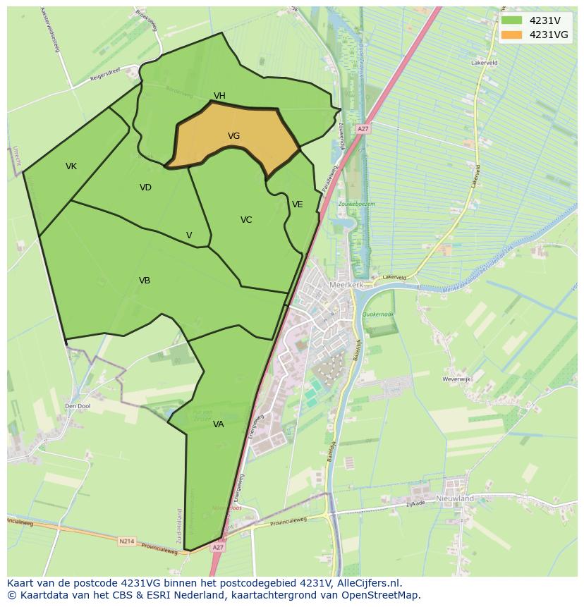 Afbeelding van het postcodegebied 4231 VG op de kaart.