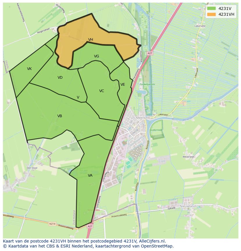 Afbeelding van het postcodegebied 4231 VH op de kaart.