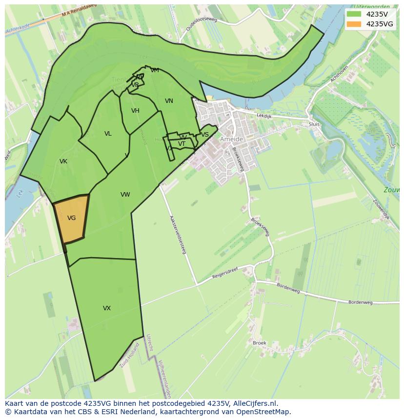 Afbeelding van het postcodegebied 4235 VG op de kaart.