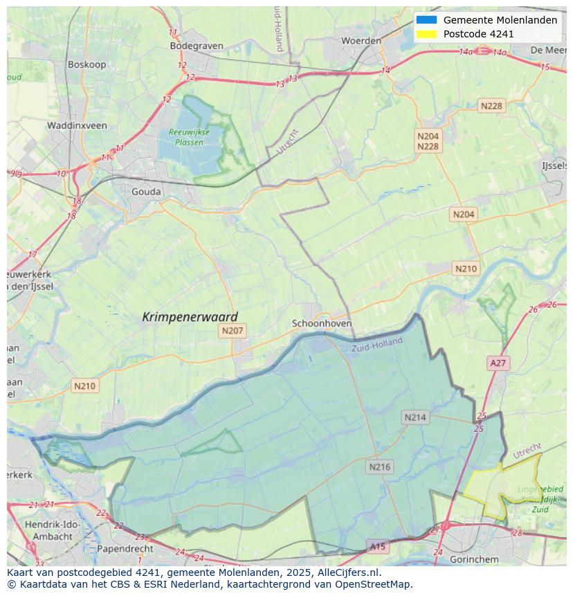 Afbeelding van het postcodegebied 4241 op de kaart.
