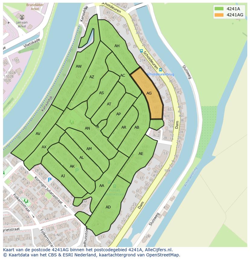 Afbeelding van het postcodegebied 4241 AG op de kaart.